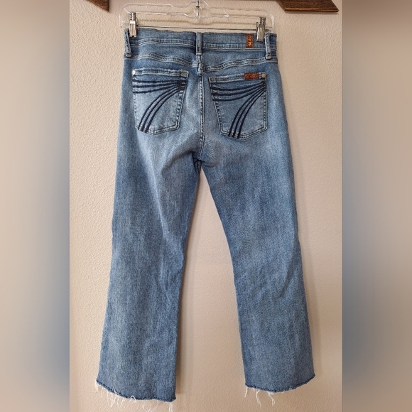 7 for all Mankind b(air) Dojo Blue Denim Jeans Frayed Hem Womens size 28 - Picture 7 of 7